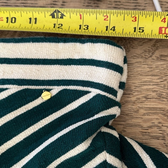 Anthropologie Harlyn Zali Chevron Striped Cotton Midi Skirt Medium Green Cream - Picture 13 of 16